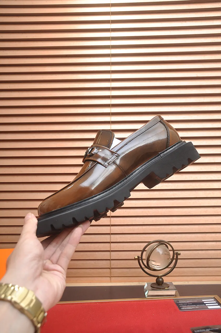 Men's men's shoes 💰720💶【[Hermes HERMES】】(High-end Niuli) New 🍀 HERMES - top version of classic casual leather shoes! Made of imported original cowhide, the inner top layer is comfortable cowhide lining! Original wear-resistant rubber foam outsole! High quality products! Code number 38-45 (45 customized)